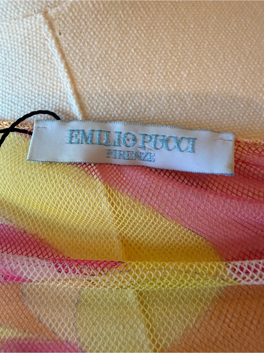Pucci Sheer Floral Print Swim Cover Up in Pink, Yellow and Peach - Picture 6 of 7